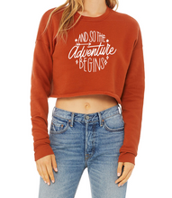 Load image into Gallery viewer, And so the Adventure Begins Cropped Sweatshirt - Brick