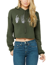 Load image into Gallery viewer, Skelly Hands Cropped Hoodie - Olive