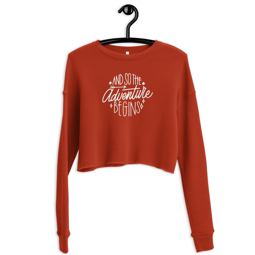 And so the Adventure Begins Cropped Sweatshirt - Brick