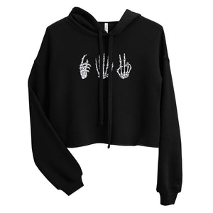 Skelly hands cropped hoodie- olive