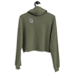 Skelly Hands Cropped Hoodie - Olive