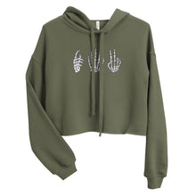 Load image into Gallery viewer, Skelly hands cropped hoodie- olive